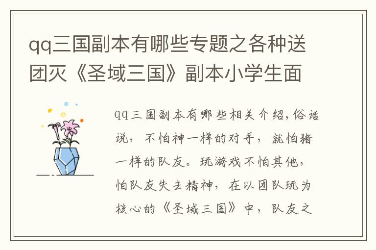 qq三国副本有哪些专题之各种送团灭《圣域三国》副本小学生面面观