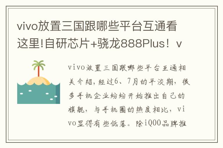 vivo放置三国跟哪些平台互通看这里!自研芯片+骁龙888Plus！vivo X70 全系曝光，稳了