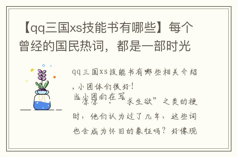 【qq三国xs技能书有哪些】每个曾经的国民热词,都是一部时光机器