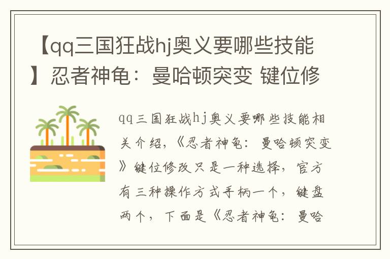 【qq三国狂战hj奥义要哪些技能】忍者神龟：曼哈顿突变 键位修改方法 怎么修改键位