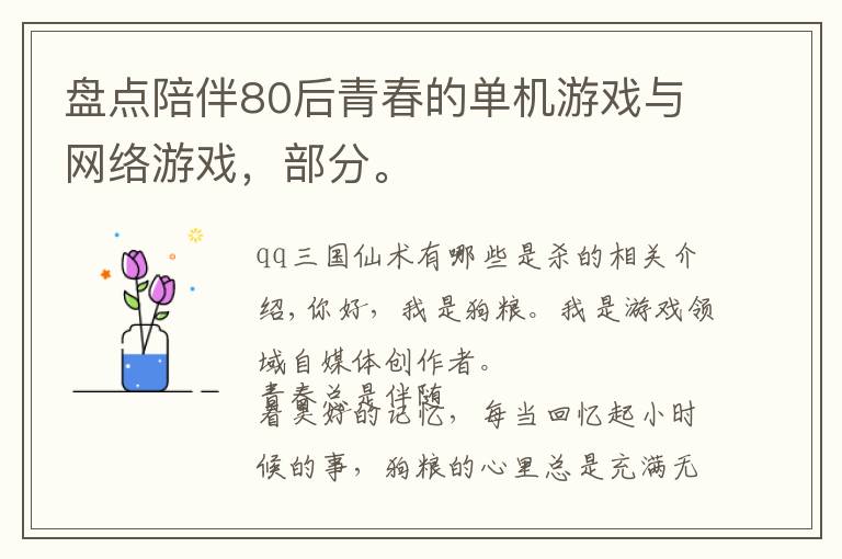 盘点陪伴80后青春的单机游戏与网络游戏，部分。