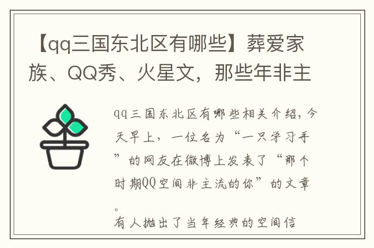 【qq三国东北区有哪些】葬爱家族、QQ秀、火星文，那些年非主流的你，还记得这些吗？