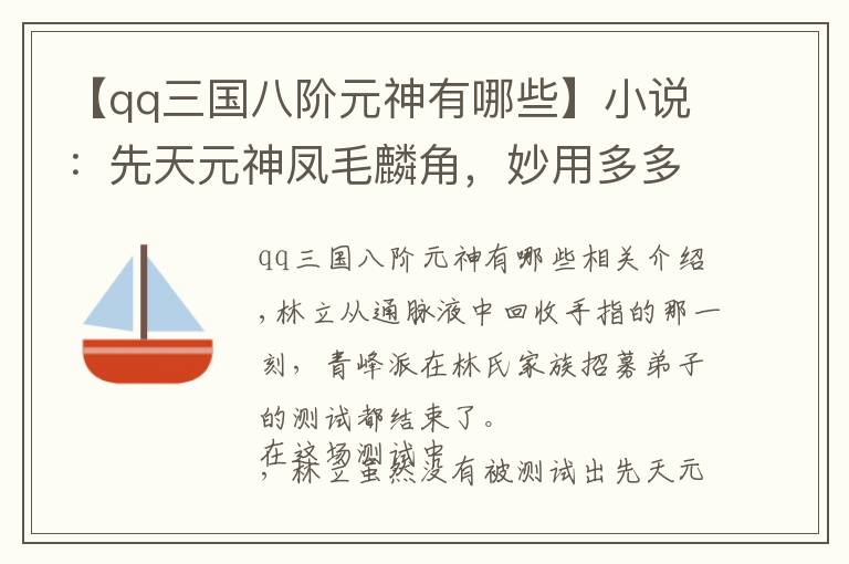 【qq三国八阶元神有哪些】小说：先天元神凤毛麟角，妙用多多，符理师，丹师，兽师等等