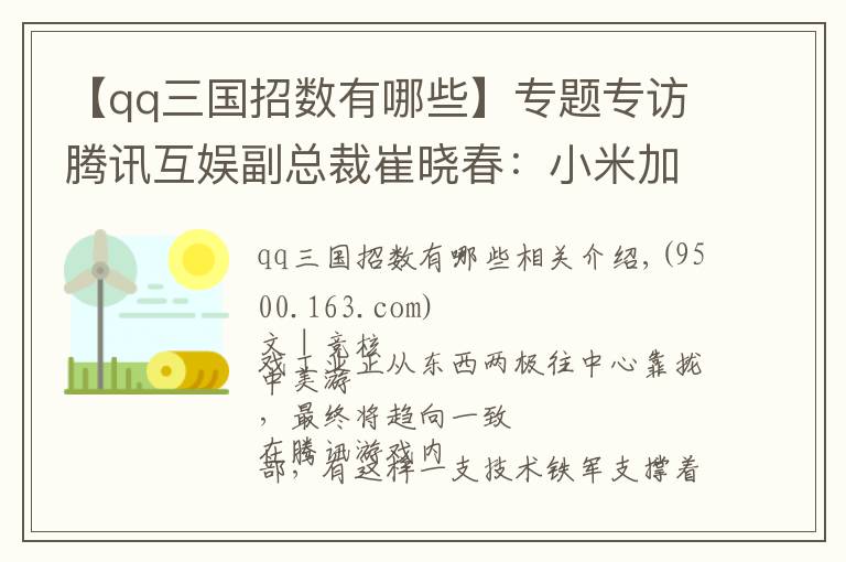 【qq三国招数有哪些】专题专访腾讯互娱副总裁崔晓春：小米加步枪，游戏仍有机会出圈
