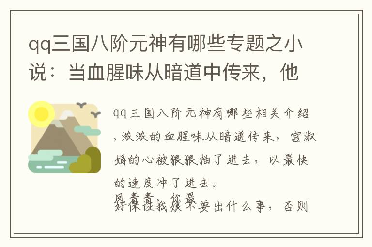 qq三国八阶元神有哪些专题之小说：当血腥味从暗道中传来，他心里像在滴血，便快速冲了进去