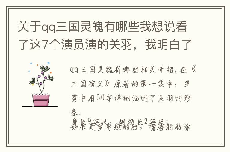 关于qq三国灵魄有哪些我想说看了这7个演员演的关羽，我明白了陆树铭为何敢自称：关公第一人