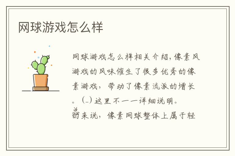 网球游戏怎么样