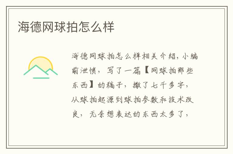 海德网球拍怎么样