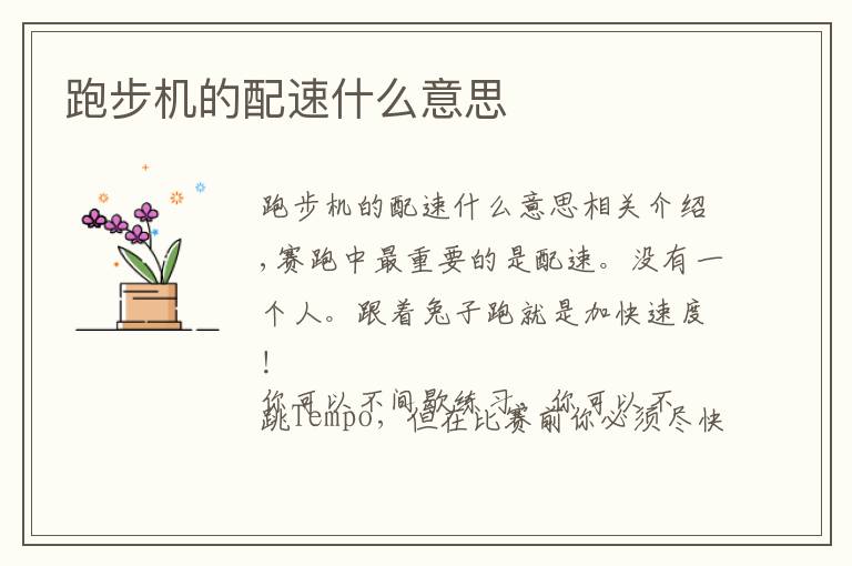跑步机的配速什么意思