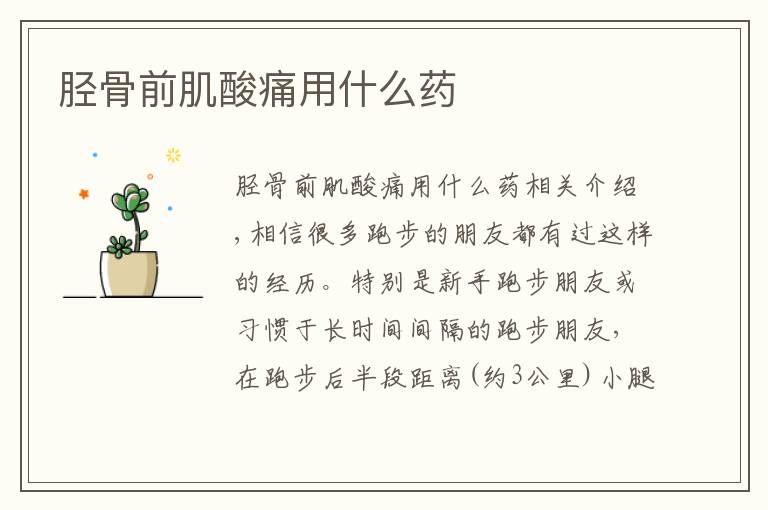 胫骨前肌酸痛用什么药