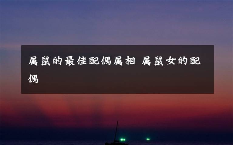 属鼠的最佳配偶属相 属鼠女的配偶