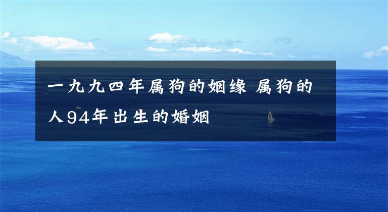 一九九四年属狗的姻缘 属狗的人94年出生的婚姻