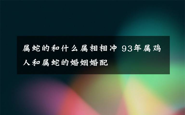 属蛇的和什么属相相冲 93年属鸡人和属蛇的婚姻婚配
