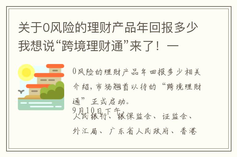 关于0风险的理财产品年回报多少我想说“跨境理财通”来了!一文速览:哪些人可以买?可以买什么?能买多少?