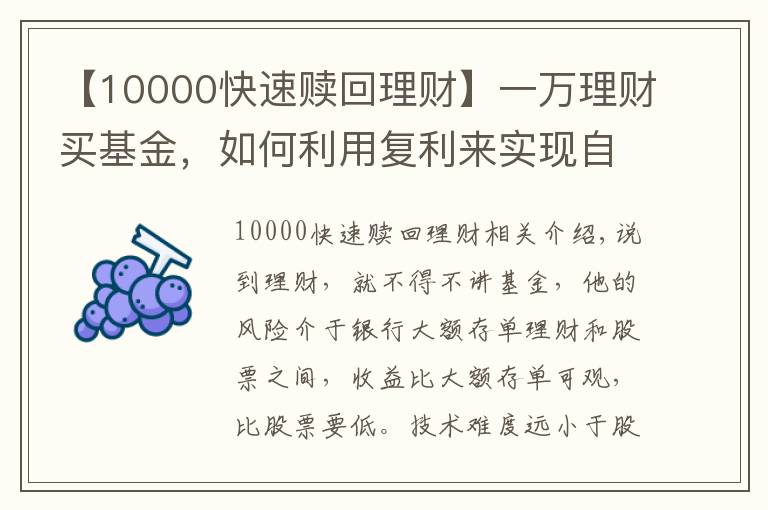 【10000快速赎回理财】一万理财买基金,如何利用复利来实现自己财富的快速增长?