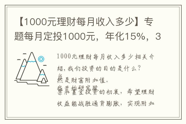 【1000元理财每月收入多少】专题每月定投1000元,年化15%,30年后我们拥有多少资产?