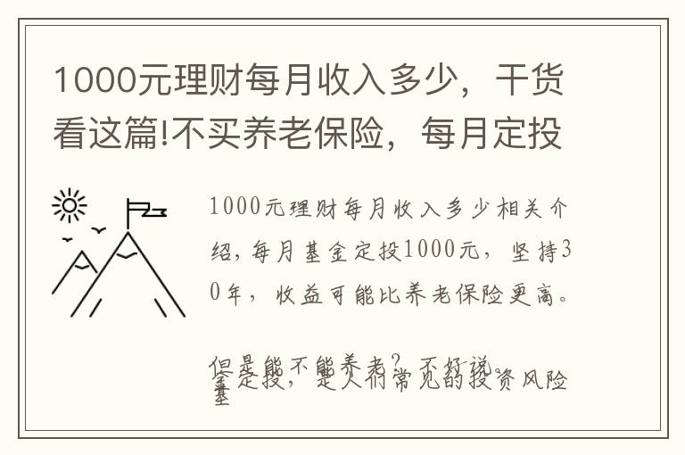 1000元理财每月收入多少,干货看这篇!不买养老保险,每月定投1000元基金,坚持30年能养老吗?