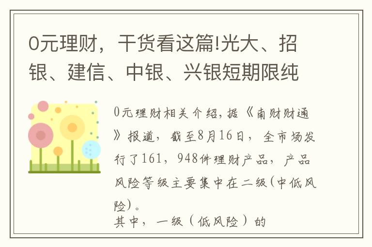 0元理财，干货看这篇!光大、招银、建信、中银、兴银短期限纯固收理财集体发力最高收益冲5%丨机警理财日报（8月17日）