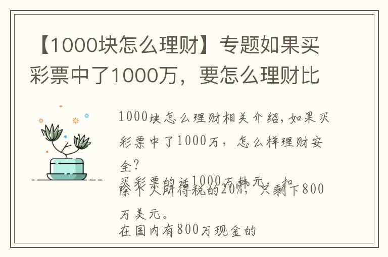 【1000块怎么理财】专题如果买彩票中了1000万,要怎么理财比较安全?