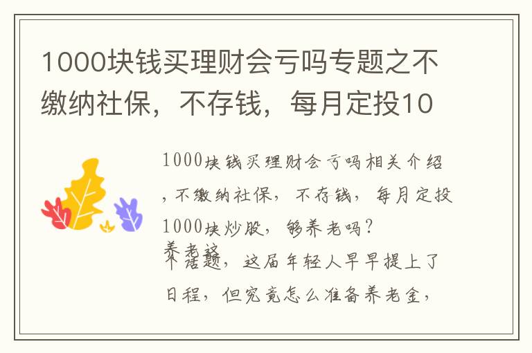 1000块钱买理财会亏吗专题之不缴纳社保,不存钱,每月定投1000块炒股,够养老吗?