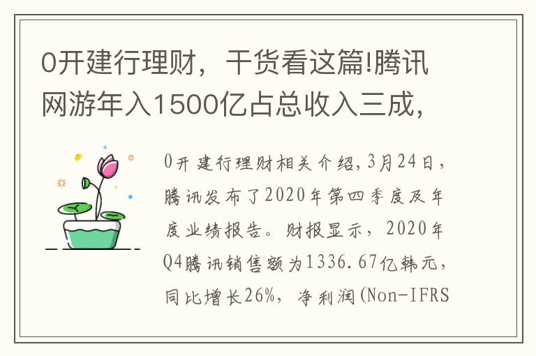 0开建行理财，干货看这篇!腾讯网游年入1500亿占总收入三成，未成年人流水占6%