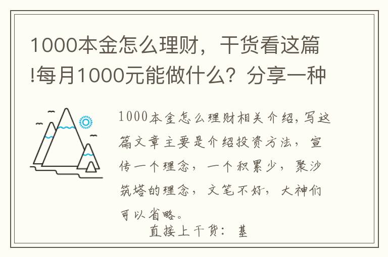 1000本金怎么理财,干货看这篇!每月1000元能做什么?分享一种投资赚钱方法,收益如下图