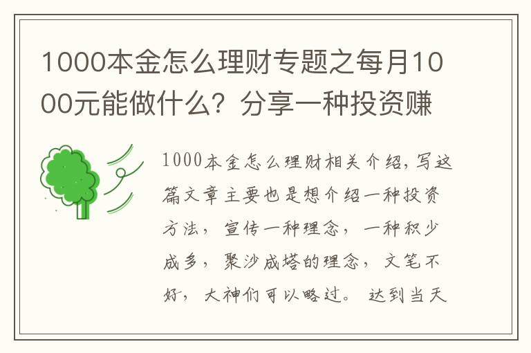 1000本金怎么理财专题之每月1000元能做什么?分享一种投资赚钱方法,收益如下图