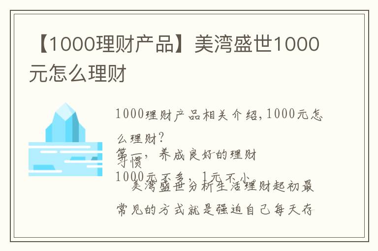 【1000理财产品】美湾盛世1000元怎么理财