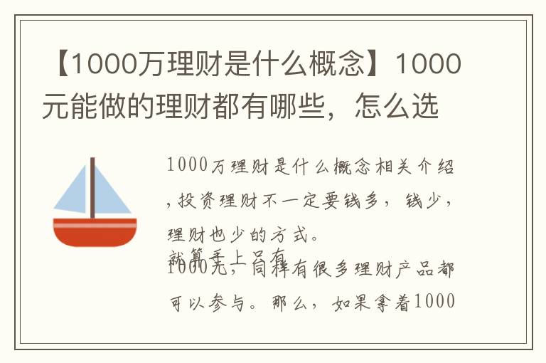【1000万理财是什么概念】1000元能做的理财都有哪些,怎么选比较好?