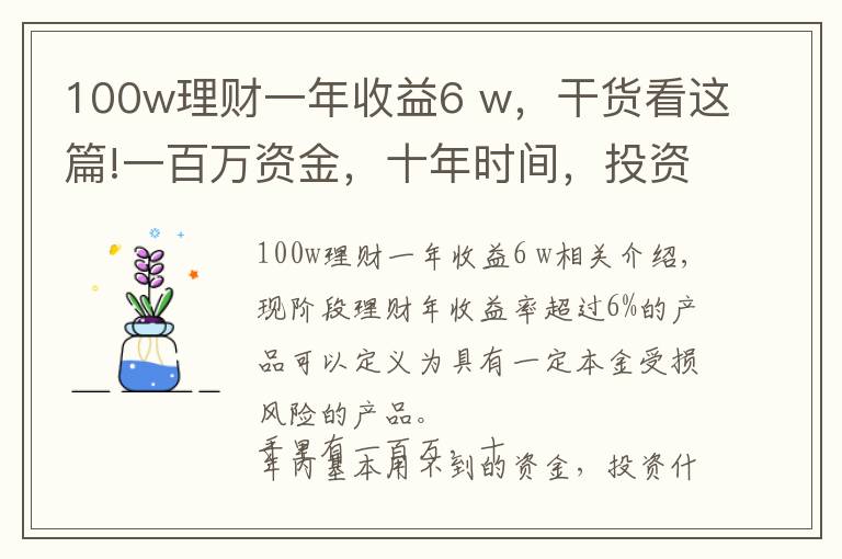 100w理财一年收益6 w,干货看这篇!一百万资金,十年时间,投资什么可以把收益接近年百分之十?