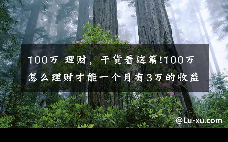 100万 理财，干货看这篇!100万怎么理财才能一个月有3万的收益？
