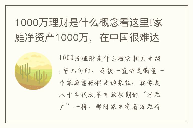 1000万理财是什么概念看这里!家庭净资产1000万,在中国很难达到吗?