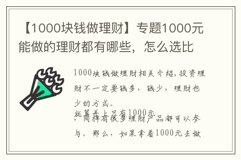 【1000块钱做理财】专题1000元能做的理财都有哪些，怎么选比较好？