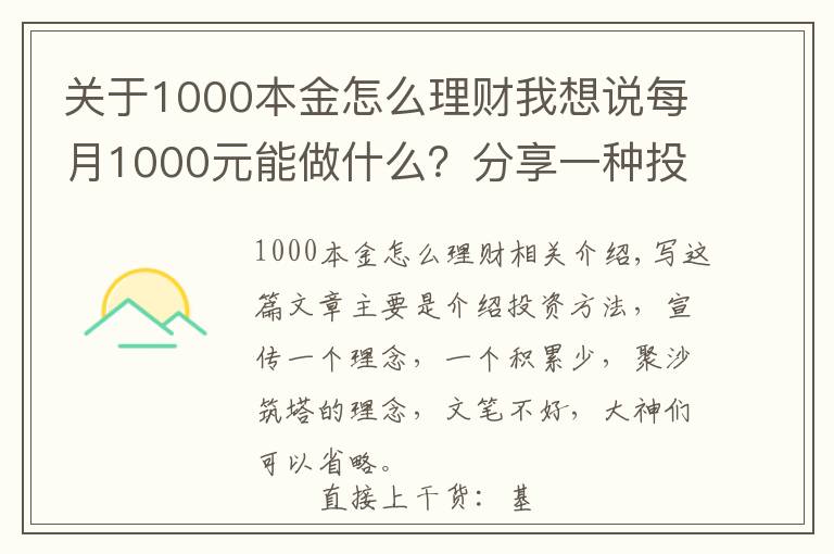 关于1000本金怎么理财我想说每月1000元能做什么?分享一种投资赚钱方法,收益如下图