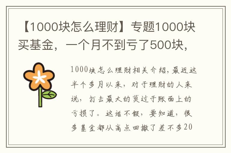【1000块怎么理财】专题1000块买基金，一个月不到亏了500块，怎么办？