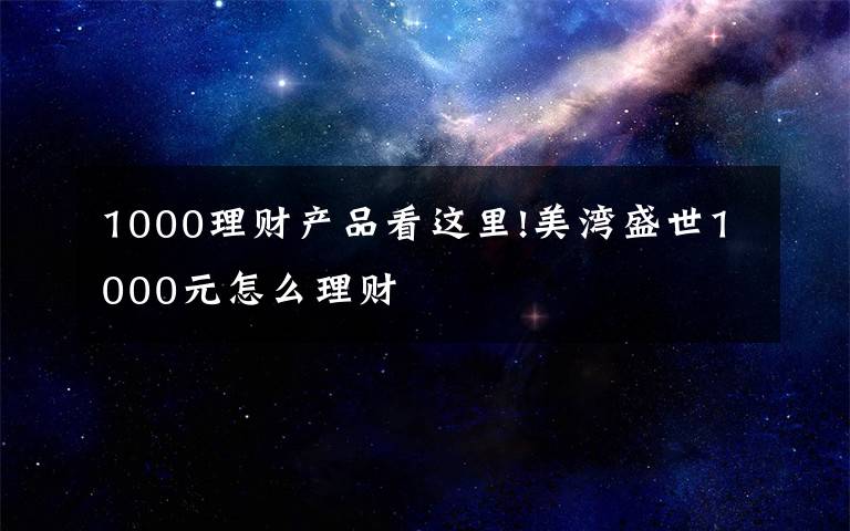 1000理财产品看这里!美湾盛世1000元怎么理财