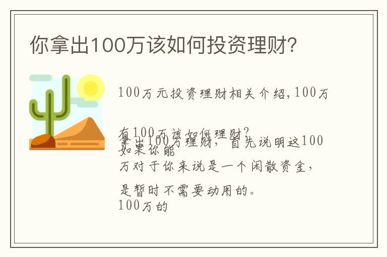 你拿出100万该如何投资理财?