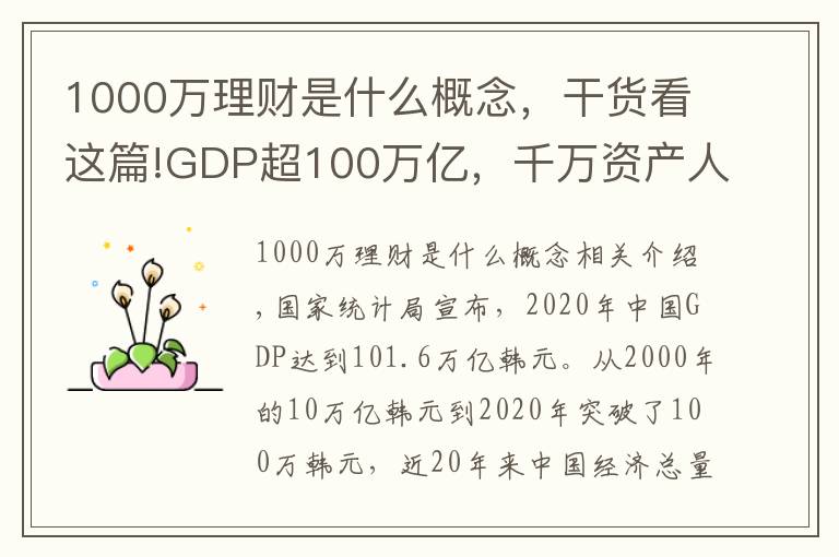 1000万理财是什么概念,干货看这篇!GDP超100万亿,千万资产人群都是如何理财的?