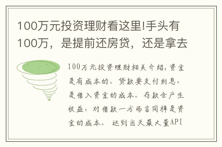 100万元投资理财看这里!手头有100万，是提前还房贷，还是拿去投资理财？