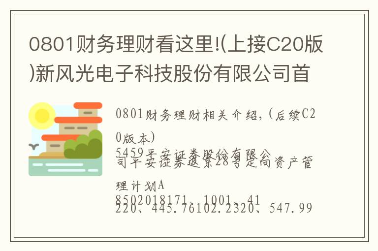 0801财务理财看这里!(上接C20版)新风光电子科技股份有限公司首次公开发行股票并在科创板上市网下初步配售结果及网上中签结果公告(下转C22版)
