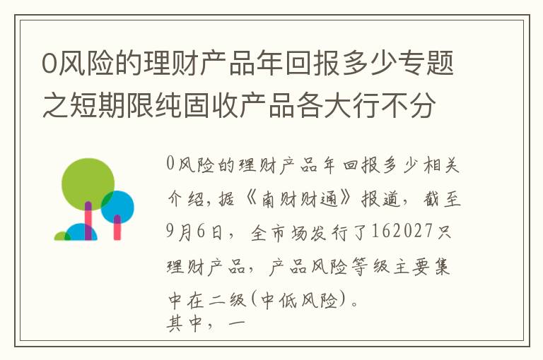 0风险的理财产品年回报多少专题之短期限纯固收产品各大行不分伯仲，苏银理财为唯一上榜城商行理财子丨机警理财日报（9月7日）