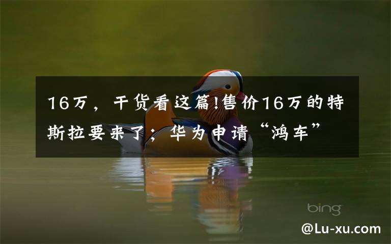 16万，干货看这篇!售价16万的特斯拉要来了；华为申请“鸿车”商标