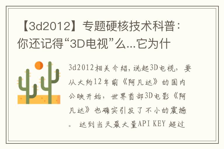 【3d2012】专题硬核技术科普:你还记得“3D电视”么...它为什么死的这么惨?