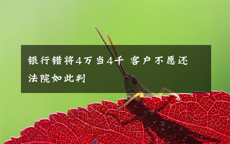 银行错将4万当4千 客户不愿还 法院如此判