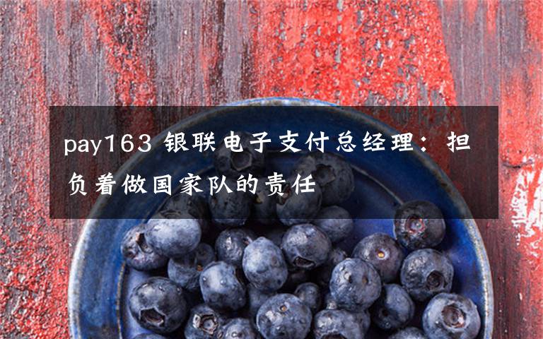 pay163 银联电子支付总经理:担负着做国家队的责任