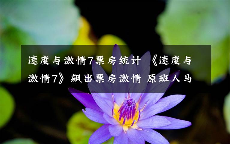 速度与激情7票房统计 《速度与激情7》飙出票房激情 原班人马以牙还牙