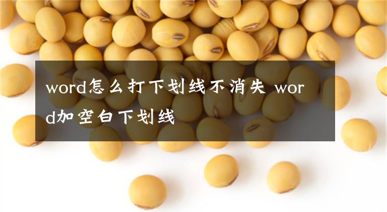 word怎么打下划线不消失 word加空白下划线