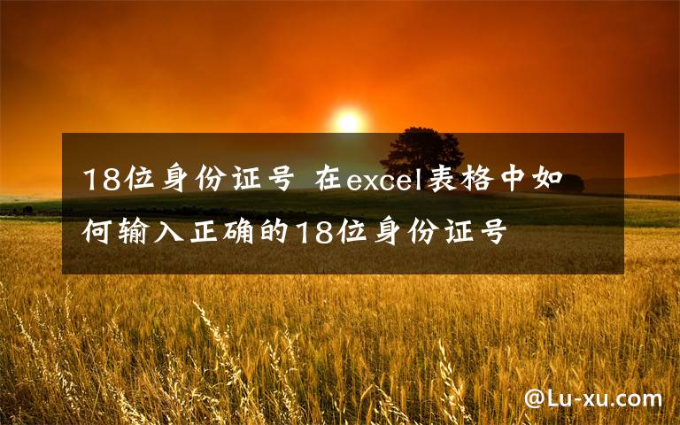 18位身份证号 在excel表格中如何输入正确的18位身份证号