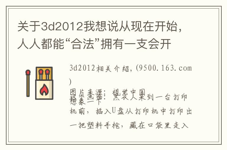 关于3d2012我想说从现在开始,人人都能“合法”拥有一支会开火的3D打印手枪
