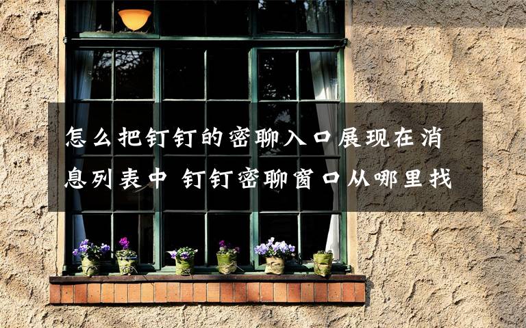怎么把钉钉的密聊入口展现在消息列表中 钉钉密聊窗口从哪里找